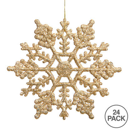 Vickerman 4" Gold Glitter Snowflake Christmas Ornament 24 per Box