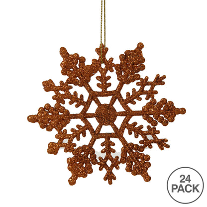 Vickerman 4" Burnished Orange Glitter Snowflake Christmas Ornament 24 per Box