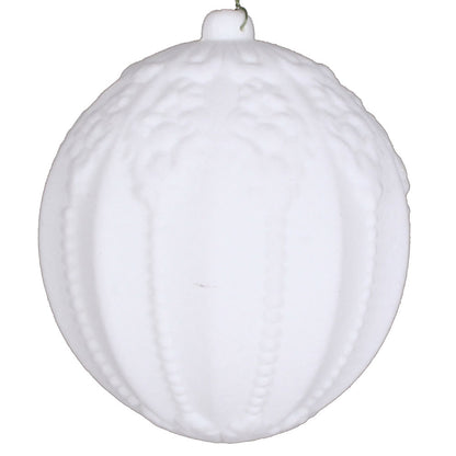 Vickerman 5.5" White Flocked Embossed Ball Ornament 2 per Bag