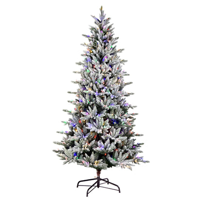 Vickerman 12' x 60" Flocked Vail Pine Artificial Christmas Tree Multi-colored Dura-Lit® LED Lights