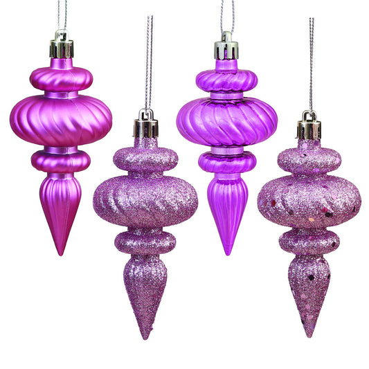 Vickerman 4" Mauve 4-Finish Finial Ornament 8 per Box