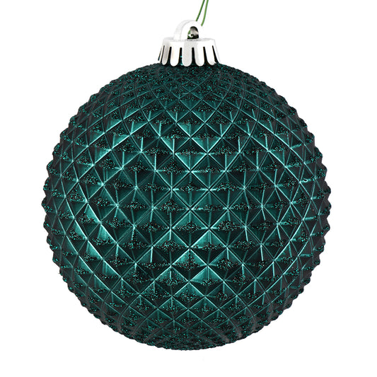 Vickerman 6" Sea Blue Durian Glitter Ball Ornament 4 per Bag
