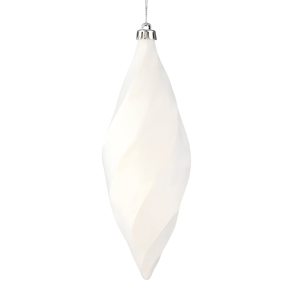 Vickerman 8" White Matte Swirl Finial Ornament Pack of 6