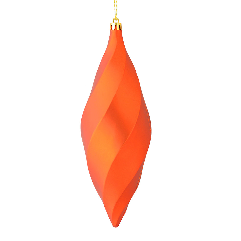 Vickerman 8" Burnished Orange Matte Swirl Finial Ornament Pack of 6