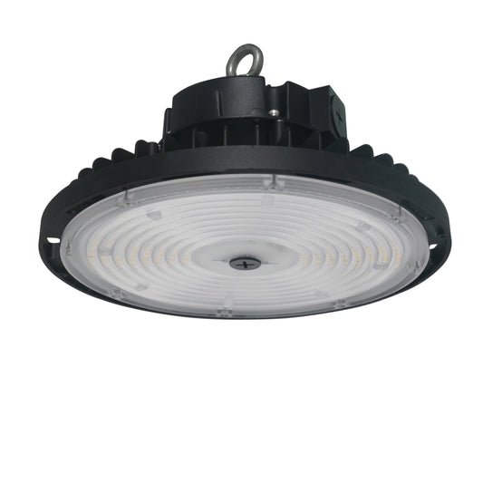 ASD Lighting LED UFO High Bay with Q-base Power Adjustable 150/200/240W 277-480V CCT Selectable 3000/4000/5000K High Voltage Dimmable Black UL DLC Premium