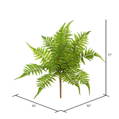 Vickerman 17" Artificial Green Fern Bush Set of 3