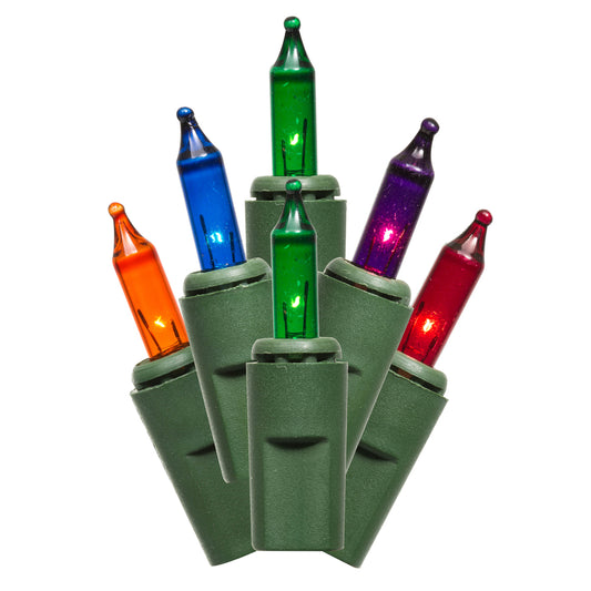 Vickerman 50 Multi-color Dura-lit Mini Light on Green Wire, 37' Christmas Light Strand