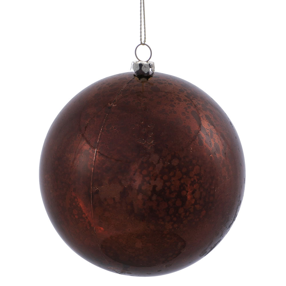 Vickerman 4.75" Chocolate Mercury Ball Christmas Ornament Features a Shiny Finish. Comes 4 per Bag.