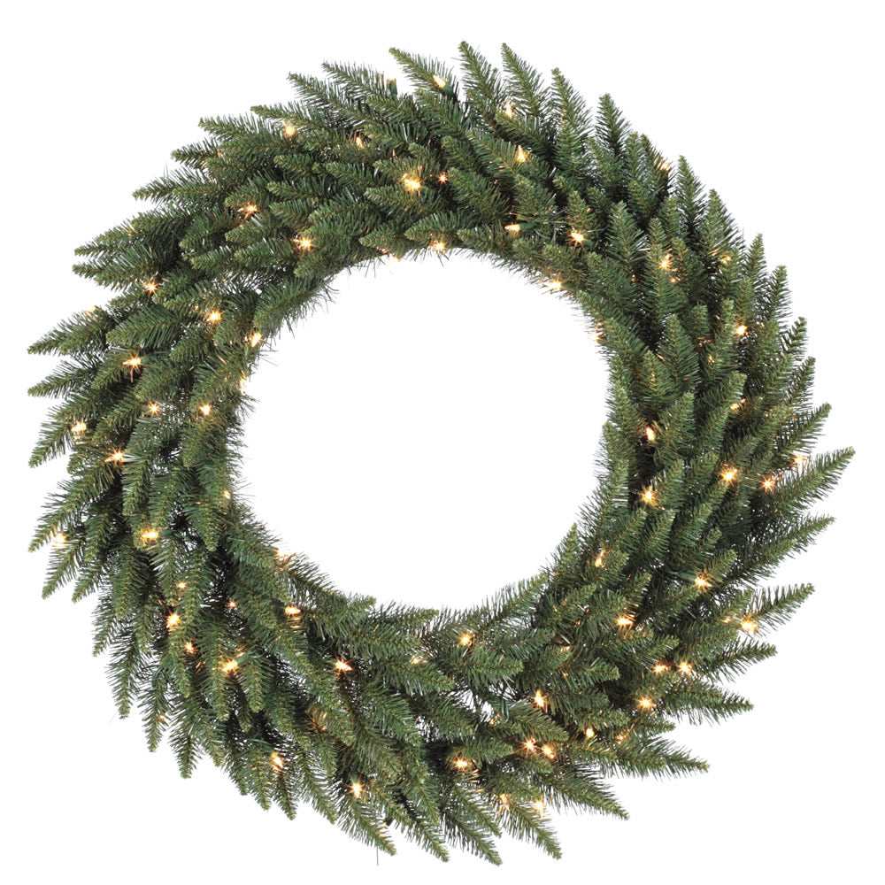 Vickerman 36" Camdon Fir Artificial Christmas Wreath Clear Dura-lit Incandescent Mini Lights