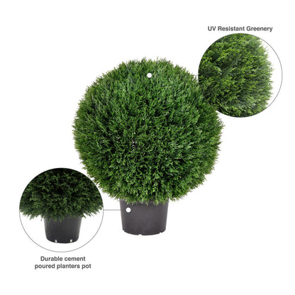 Vickerman 24" Artificial Potted Green Cedar Ball.