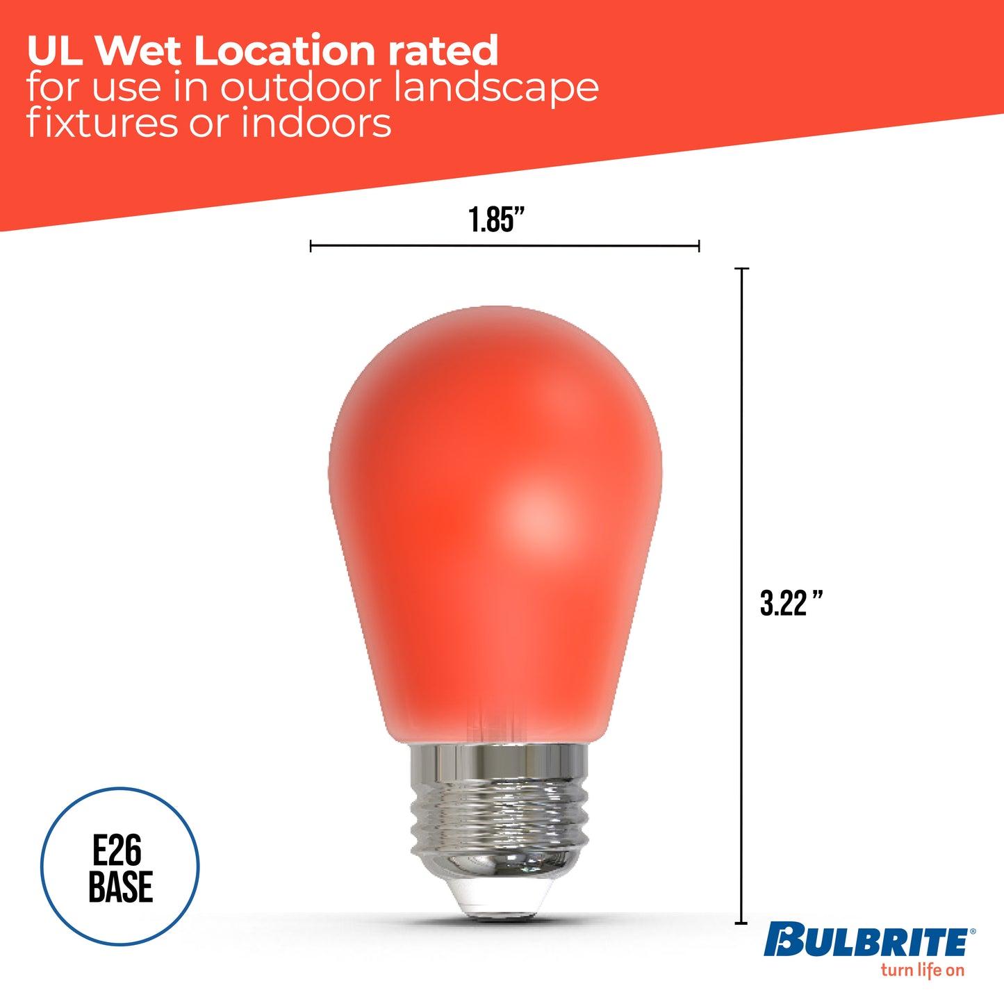 Bulbrite 776150 25-Watt Equivalent Ceramic Red Color S14 Weatherproof Outdoor E26 Medium Base LED Light Bulb