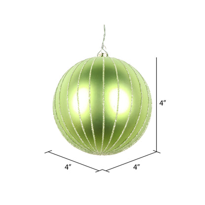 Vickerman 4" Celadon Matte Glitter Ball Christmas Ornament 4 pieces per bag