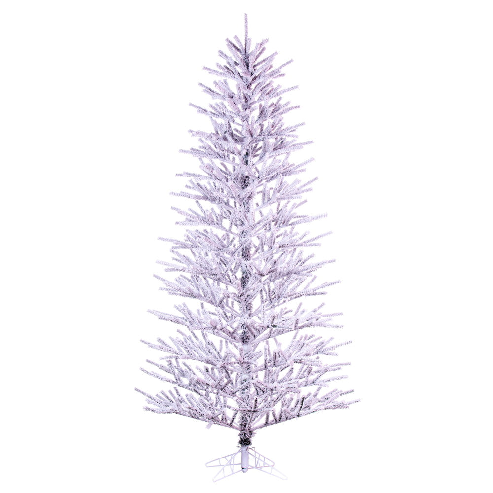 Vickerman 7.5' x 46" Flocked Slim Pistol Pine Artificial Unlit Christmas Tree.