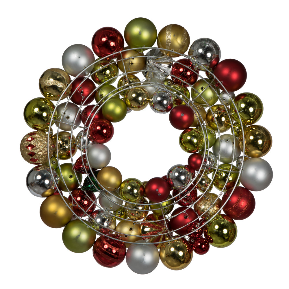 Vickerman 24" Red-Lime-Gold-Silver Assorted Ornament Wreath