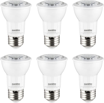 Sunlite LED PAR16 Reflector Light Bulb, 6 Watts (50W=), 500 Lumens, Medium E26 Base, Dimmable, Floodlight, 90 CRI, Energy Star, ETL Listed, Title-20 Compliant, 6 Count, 2700K Soft White