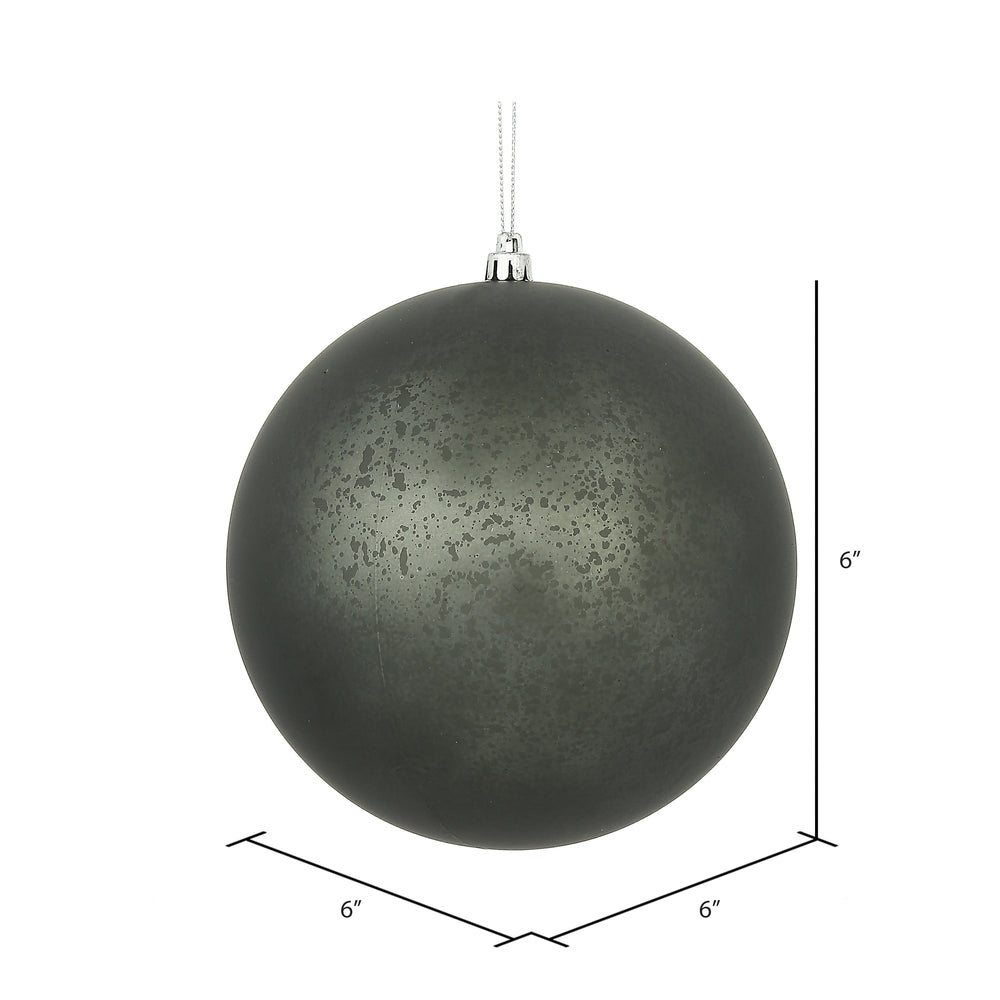 Vickerman 6" Pewter Matte Mercury Ball Ornament 4 per Bag