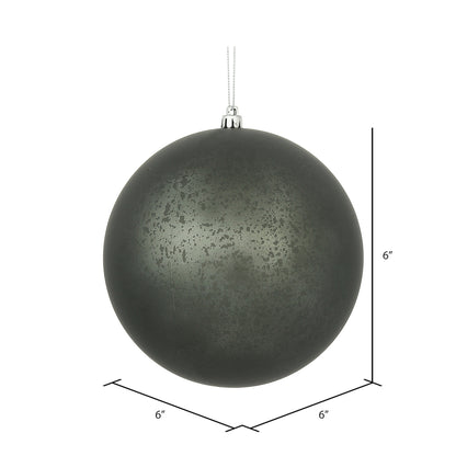 Vickerman 6" Pewter Matte Mercury Ball Ornament 4 per Bag