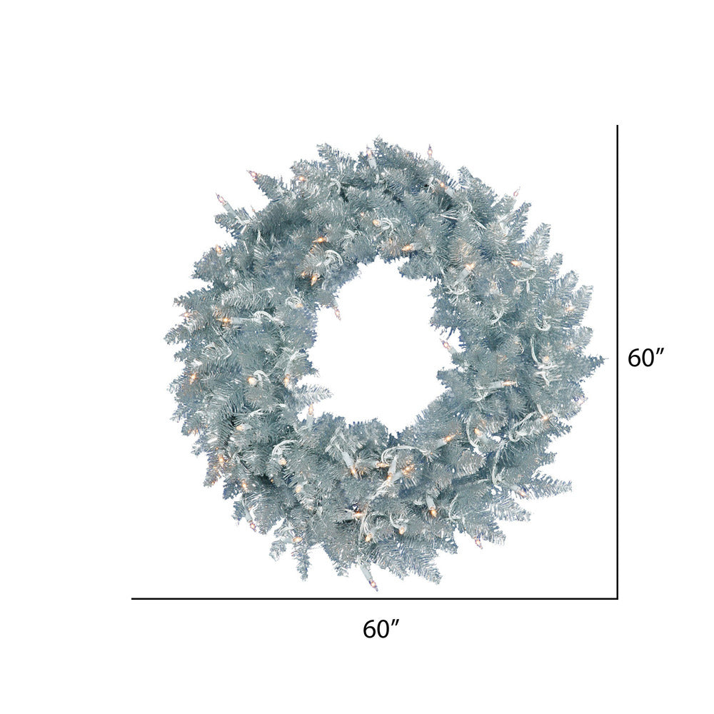 Vickerman 60" Silver Fir Artificial Christmas Wreath Warm White Dura-Lit LED lights.