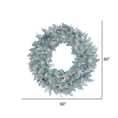 Vickerman 60" Silver Fir Artificial Christmas Wreath Warm White Dura-Lit LED lights.