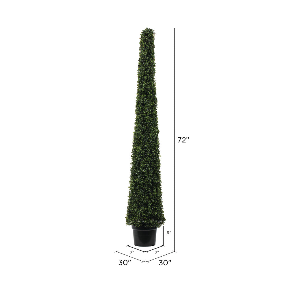 Vickerman 6' Potted Artificial Boxwood Cone.