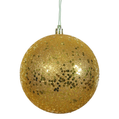 Vickerman 4.75" Antique Gold Sequin Ball Ornament 4 per Bag