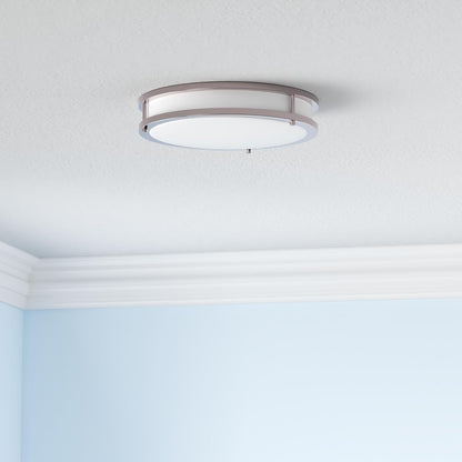 ASD Lighting LED Double Ring Flushmount 10inch 16W 120V Triac 3000/4000/5000K Nickel ETL/4000/5000K Dimmable Brushed Nickel ETL Energy Star