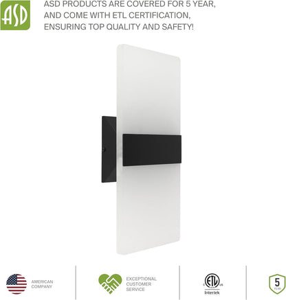 ASD Lighting LED Wall Sconce 24W 120V Triac 2700/3000/3500/4000/5000K Black ETL