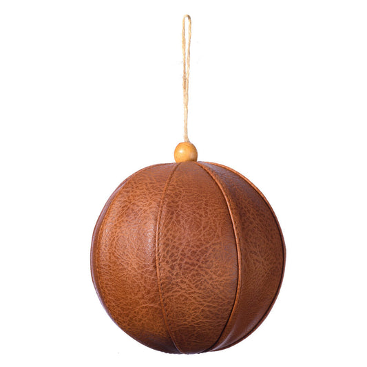 Vickerman 5" Mocha Brown Faux Leather Ball Christmas Ornament 4 pieces per bag