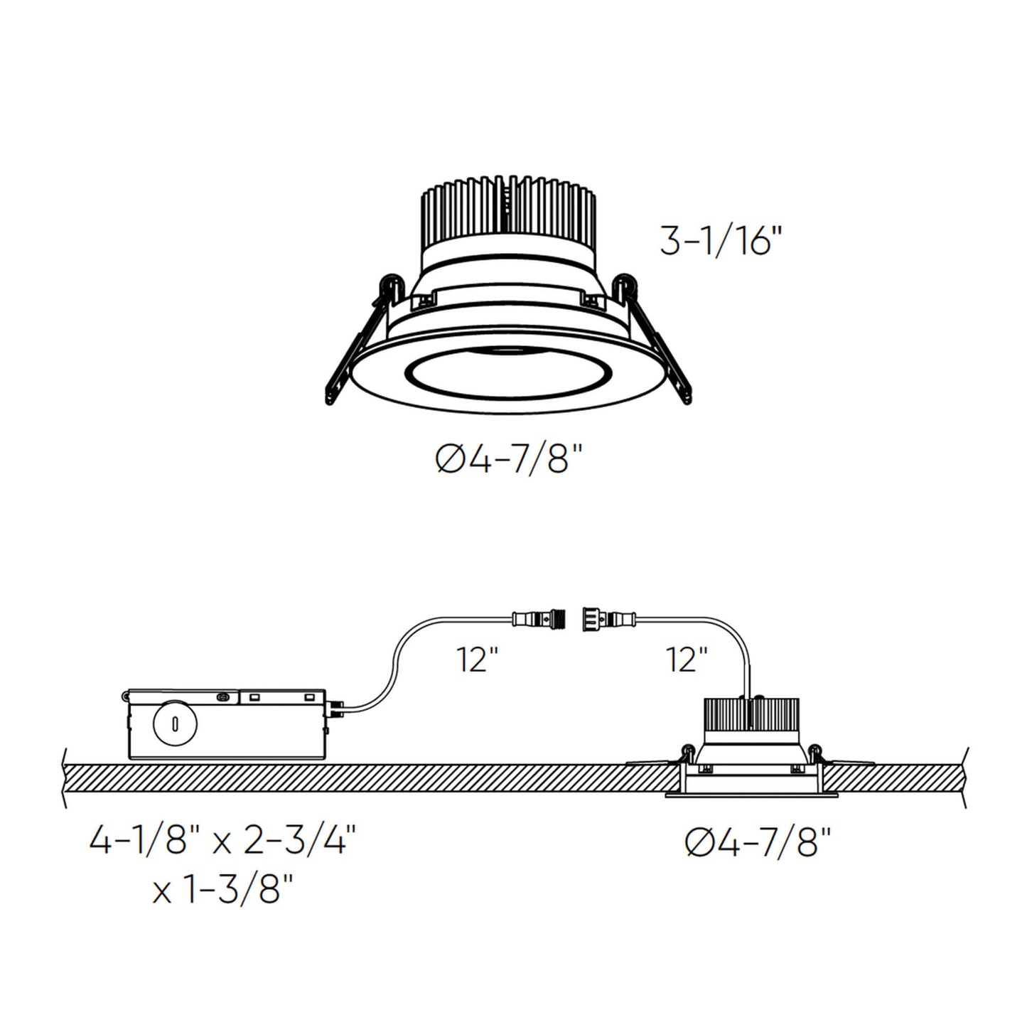 Dals Lighting 4" Round Dim-To-Warm/Regressed Gimbal Adjustable Downlight, CCT Selectable