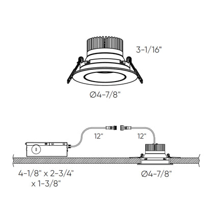 Dals Lighting 4" Round Dim-To-Warm/Regressed Gimbal Adjustable Downlight, CCT Selectable