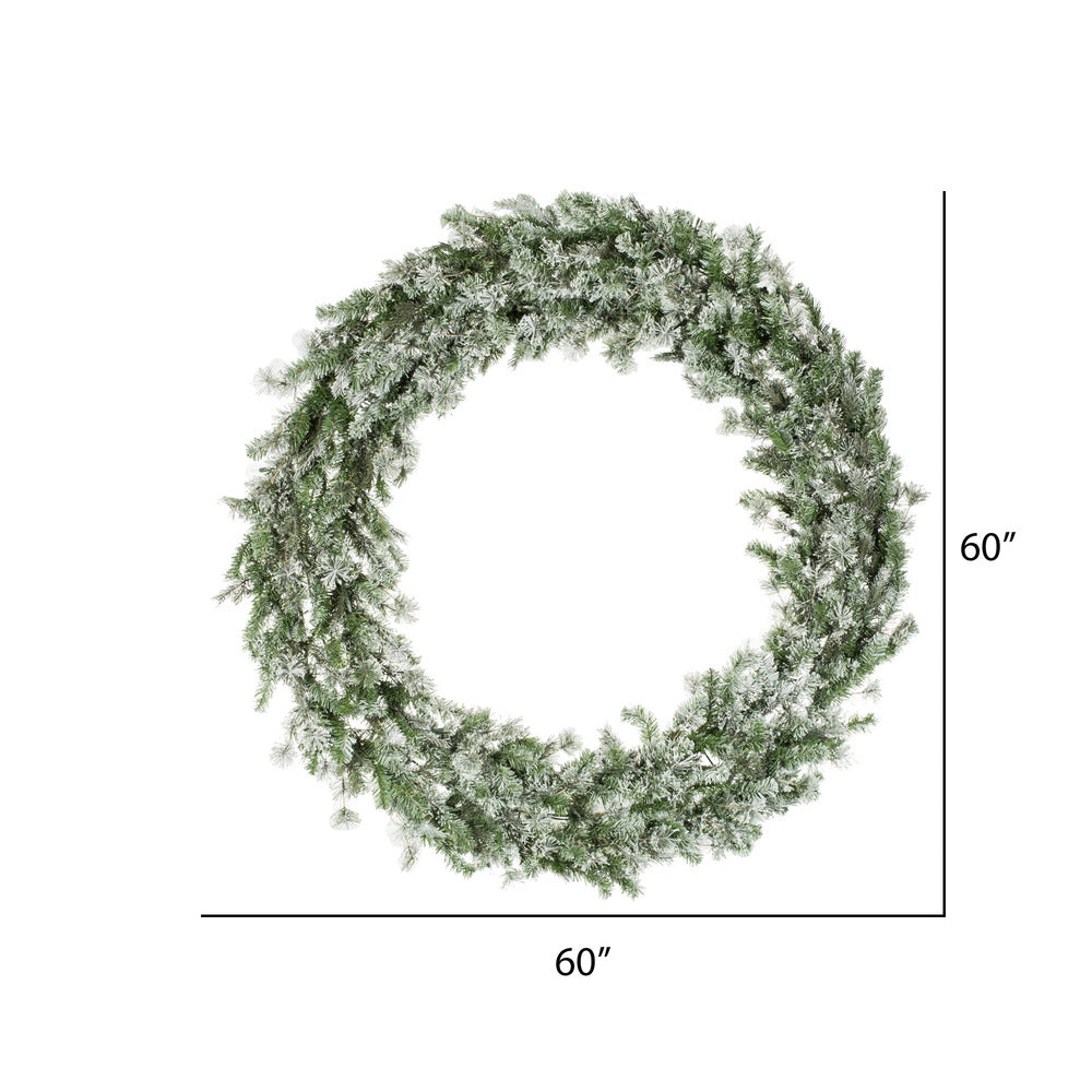 Vickerman 60" Flocked Kiana Artificial Christmas Wreath Warm White Dura-Lit® LED Mini Lights