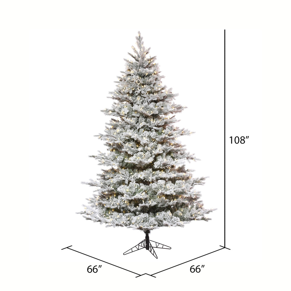 Vickerman 9' x 66" Flocked Kiana Artificial Christmas Tree Dura-Lit® LED Warm White Mini Lights