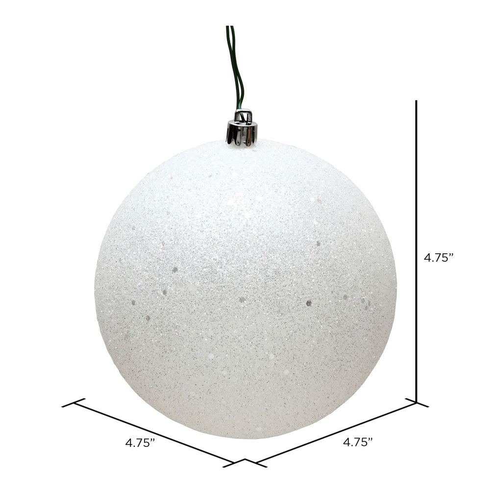 Vickerman 4.75" White Sequin Ball Ornament 4 per Bag