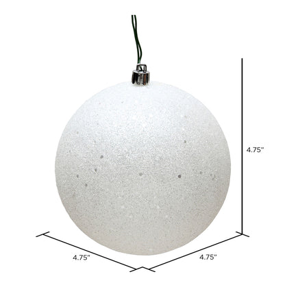 Vickerman 4.75" White Sequin Ball Ornament 4 per Bag