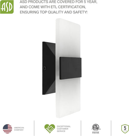 ASD Lighting LED Wall Sconce 10W 120V Triac 2700/3000/3500/4000/5000K Black ETL