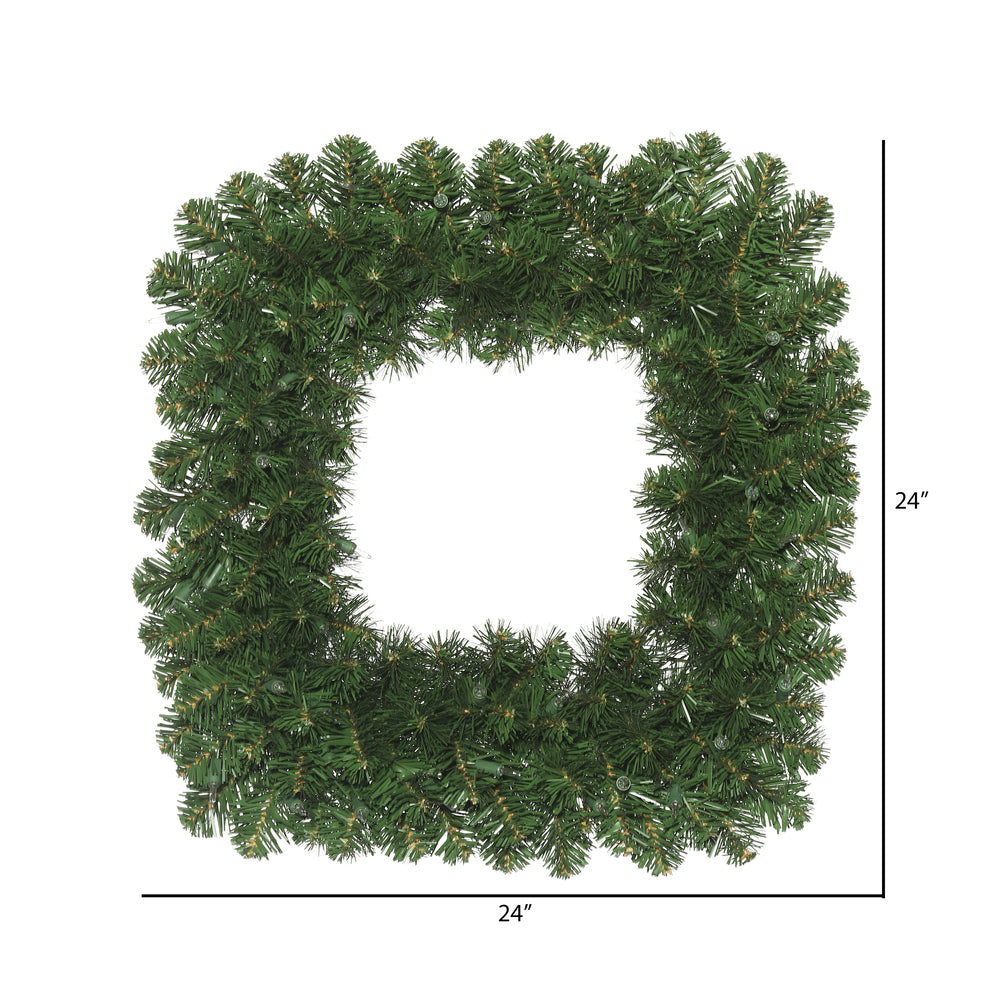 Vickerman 24" Oregon Fir Artificial Christmas Square Wreath Unlit