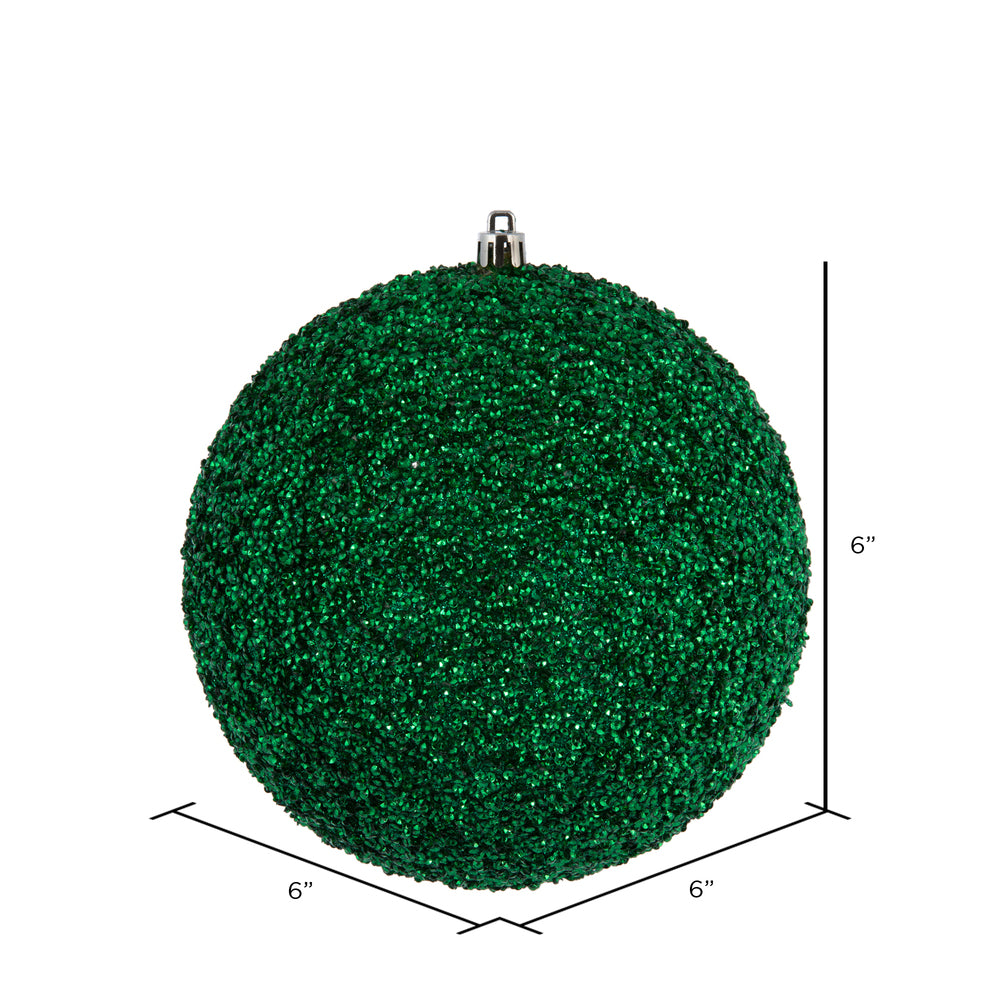 Vickerman 6" Seafoam Green Beaded Ball Ornament 4 per Bag
