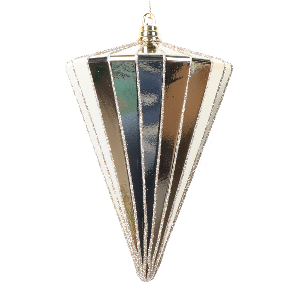 Vickerman 6" Shiny Champagne Cone Ornament 3 per bag.