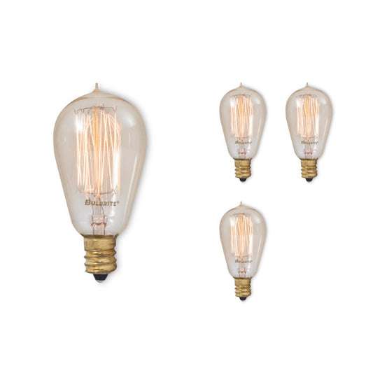 BULBRITE INCANDESCENT ST15 CANDELABRA SCREW (E12) 25W DIMMABLE NOSTALGIC LIGHT BULB 2200K/AMBER 4PK (132510)