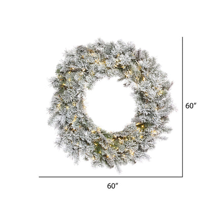 Vickerman 60" Flocked Kiana Artificial Christmas Wreath with Warm White LED lights.