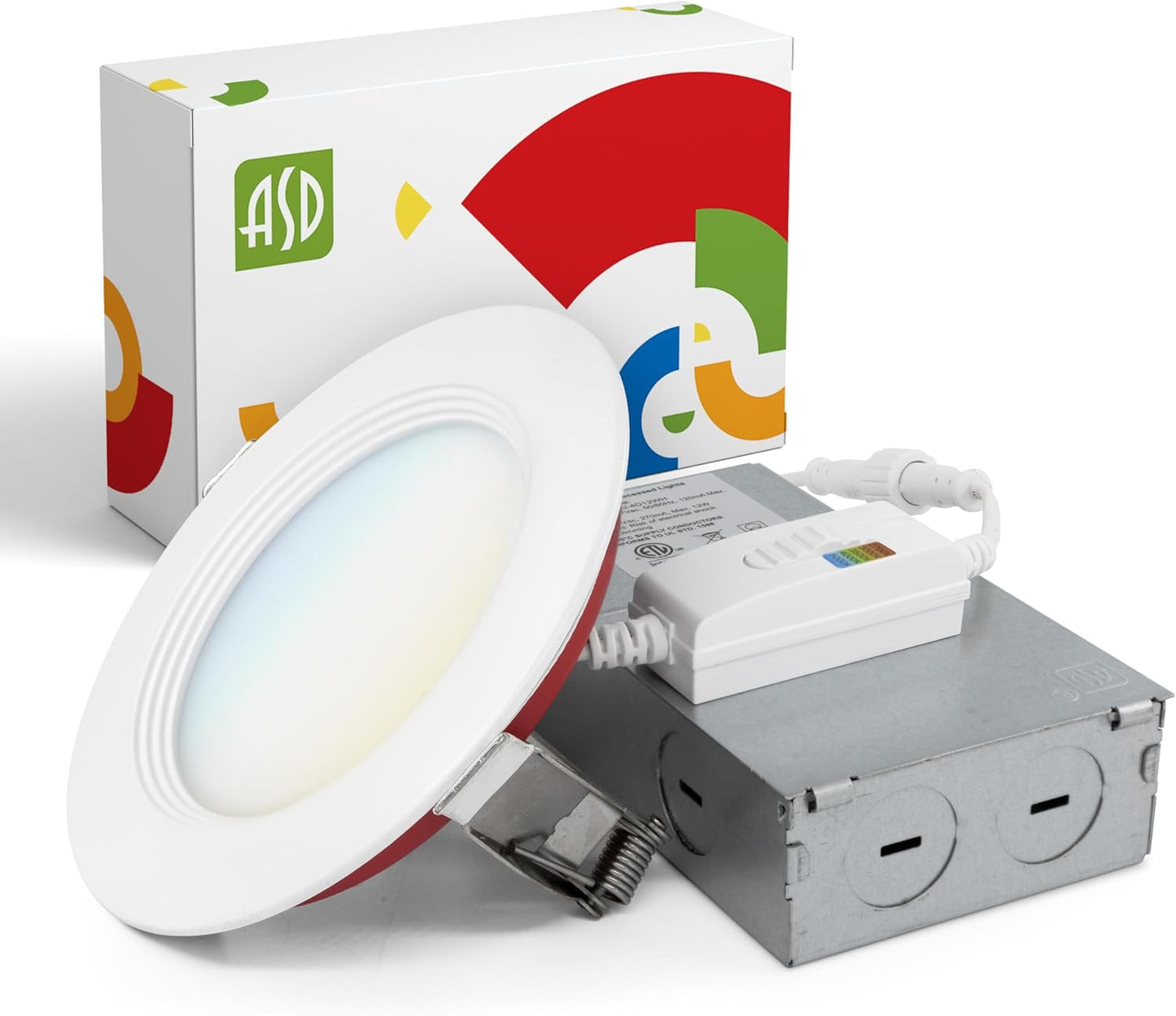 ASD Lighting LED Recessed Mini Panel Fire Rated Round 4inch 12W 120-277V 0-10V Dimmable 2700/3000/3500/4000/5000K with Baffle Trim White ETL Energy Star