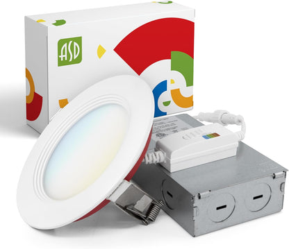 ASD Lighting LED Recessed Mini Panel Fire Rated Round 4inch 12W 120-277V 0-10V Dimmable 2700/3000/3500/4000/5000K with Baffle Trim White ETL Energy Star