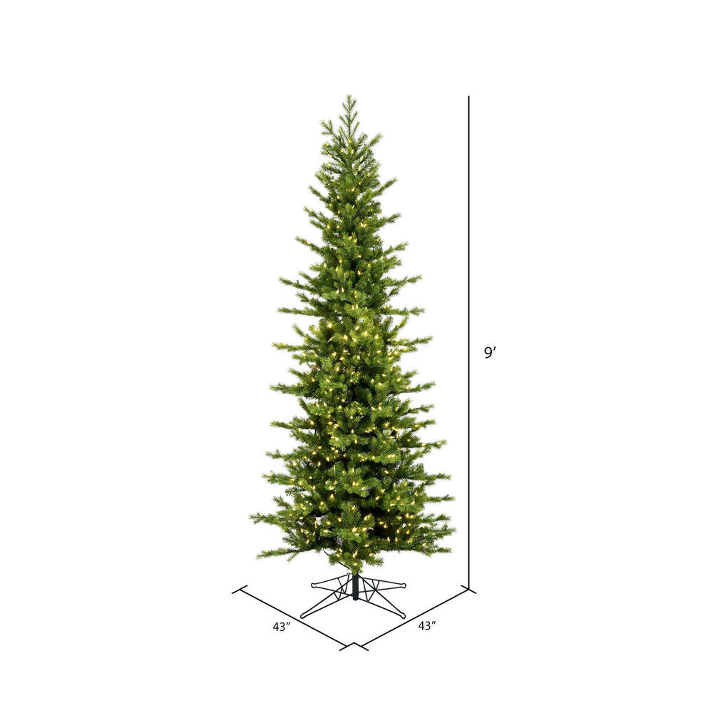 Vickerman 9' x 43" Moutauk Pine Artificial Christmas Pencil Tree with Warm White Dura-lit LED Lights
