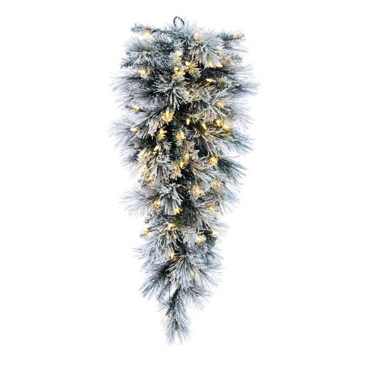 Vickerman 36" Flocked Jackson Pine Artificial Pre-Lit TearDrop with 100 Warm White Lights and 100 PVC Tips