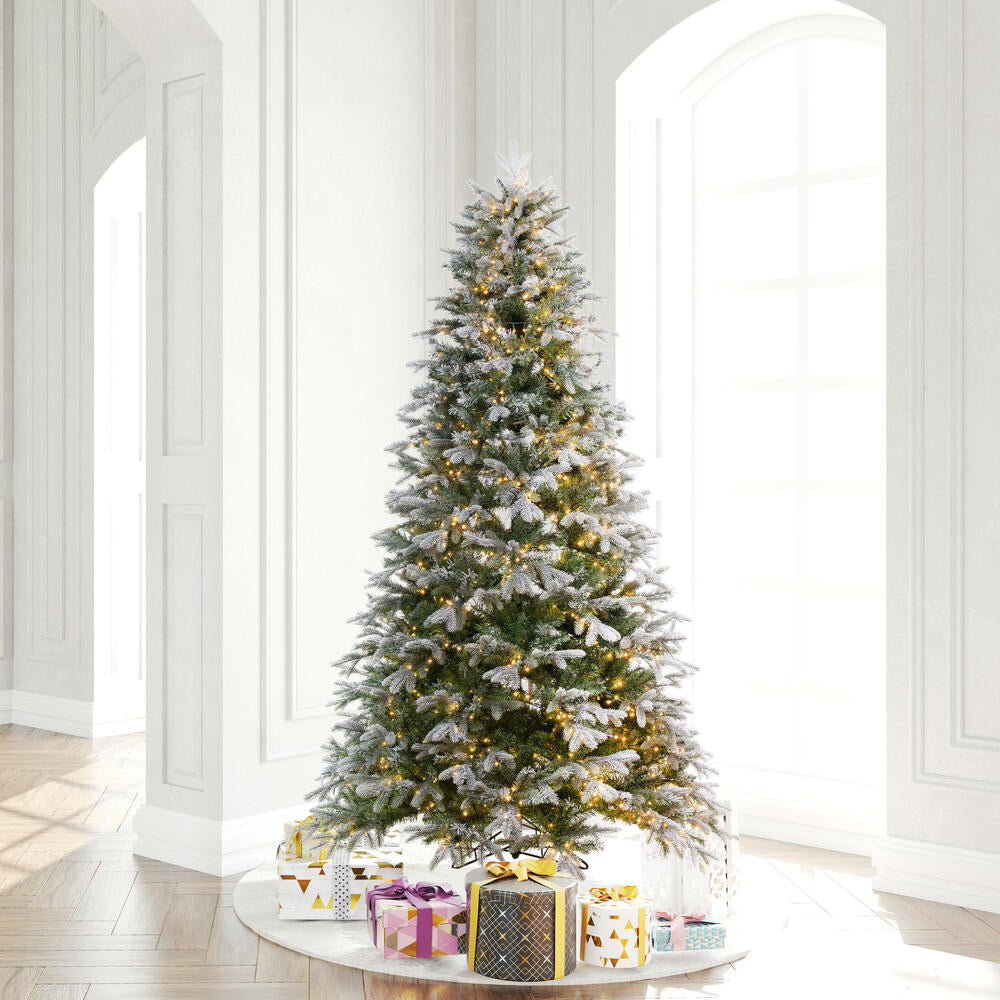 Vickerman 7.5' x 56" Frosted Douglas Fir Artificial Christmas Tree with Warm White LED Lights.