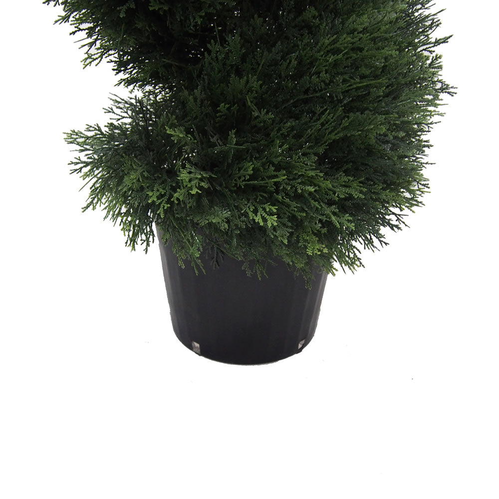 Vickerman 6' Artificial Potted Green Cedar Spiral Tree.