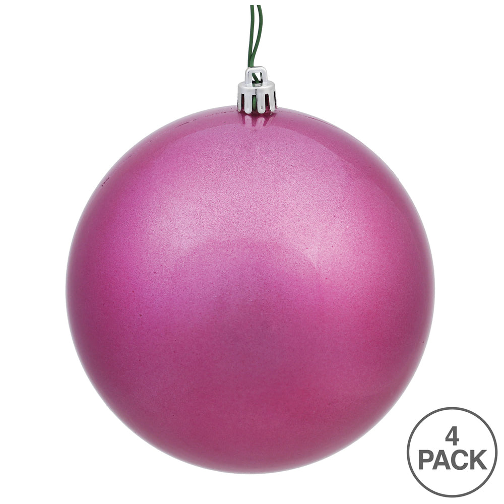 Vickerman 6" Mauve Candy Ball Ornament 4 per Bag