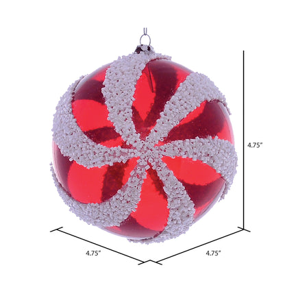 Vickerman 4.75" Red and White Swirl Ball Ornament 2 per Bag