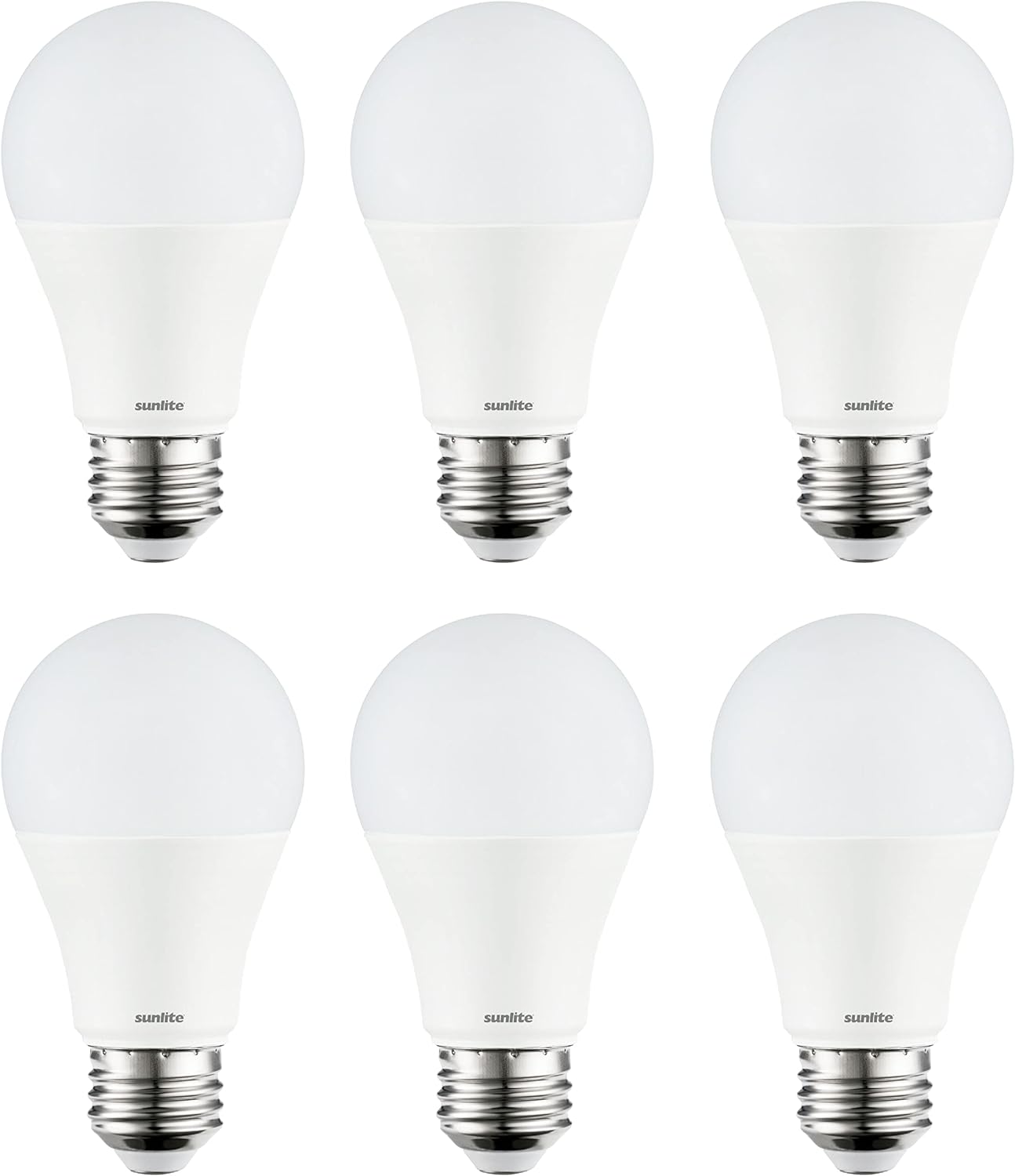 Sunlite 3-Way LED A19 Light Bulb, 5/9/15 Watts (40W 60W 100W Equivalent), 500-1000-1600 Lumens, Medium E26 Base, Omni-Directional, ETL Listed, Frost, 5000K Daylight, 6 Count