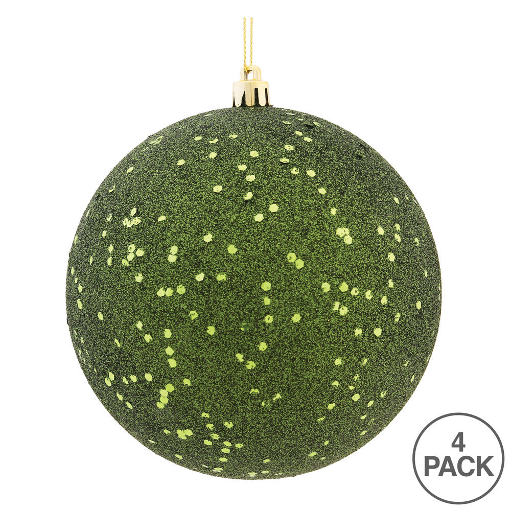 Vickerman 4.75" Moss Green Sequin Ball Ornament 4 per Bag